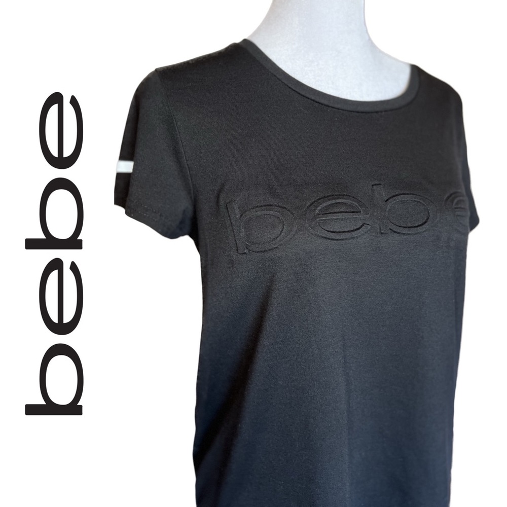 Bebe Vintage Embossed Logo Shirt w/ Reflective Stripe Sleeves & Mesh
